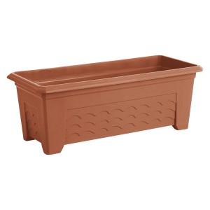Rechteckiger, brauner Poétic Blumenkübel Terra Grande 60x30 cm für Balkon und Garten.