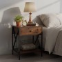 Relaxdays Nachttisch Eisen MDF Dunkelbraun Schwarz Verstellbar Rutschfest 55 cm x 40 cm x 30 cm_2