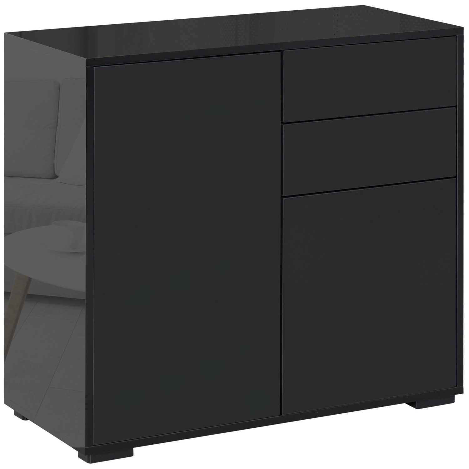 HOMCOM Sideboard mit Schublade Spanplatte MDF Schwarz 79L x 36B x 74H cm günstig online kaufen