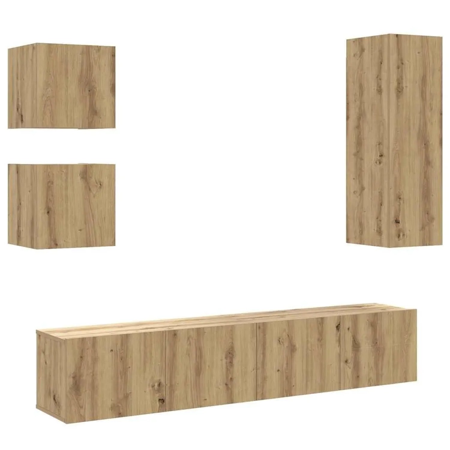 vidaXL 5-Tlg TV-Schrank-Set Wandmontage Artisan-Eiche Holzwerkstoff 3328998