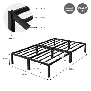 ML-Design Metallbett 120x200 cm Stahlrahmen mit Lattenrost Schwarz Bettgestell