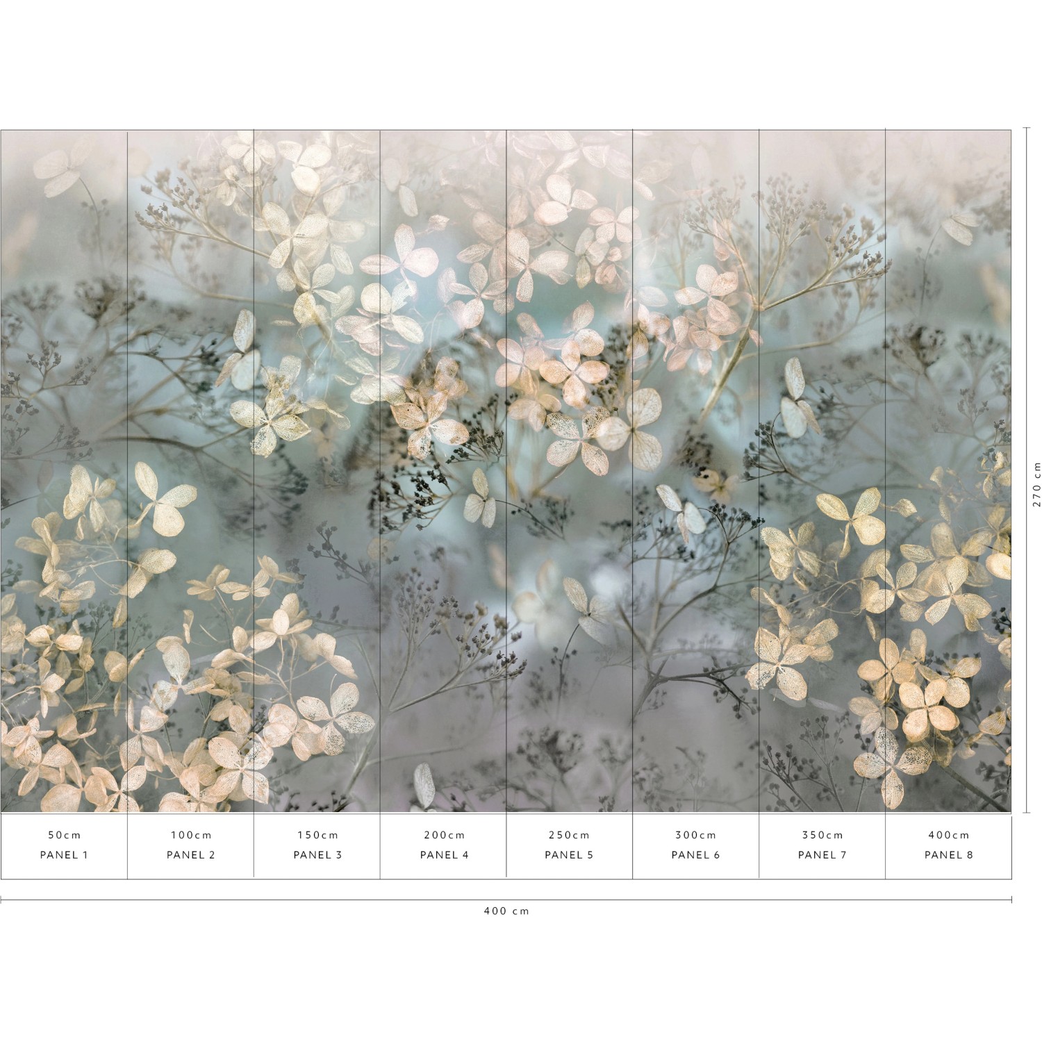 Erismann Fototapete Guido Maria Kretschmer Holunderblüten Beige, florales Muster, 4,0x2,7m.