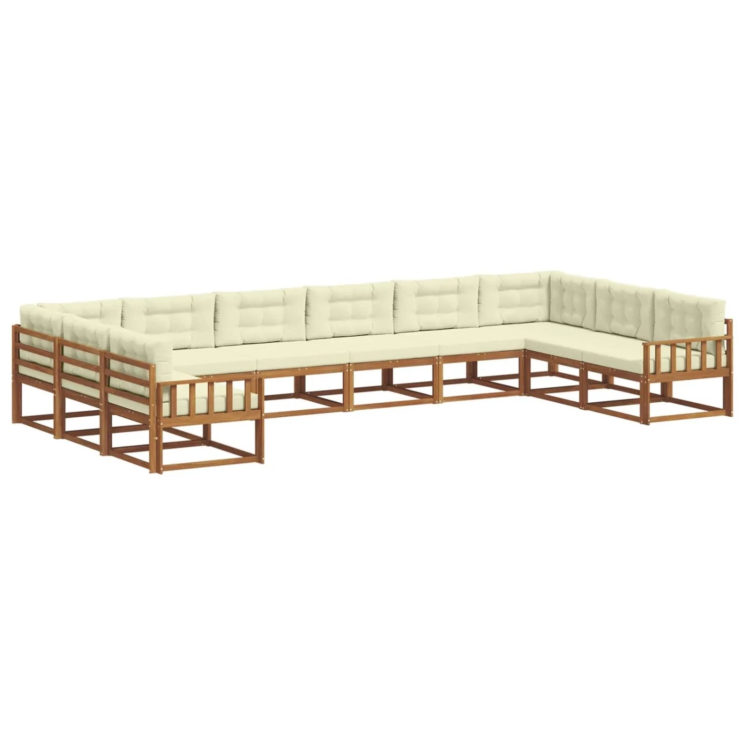 vidaXL Outdoor-Sofagarnitur mit Kissen 10-Tlg Natur und Creme 3368233