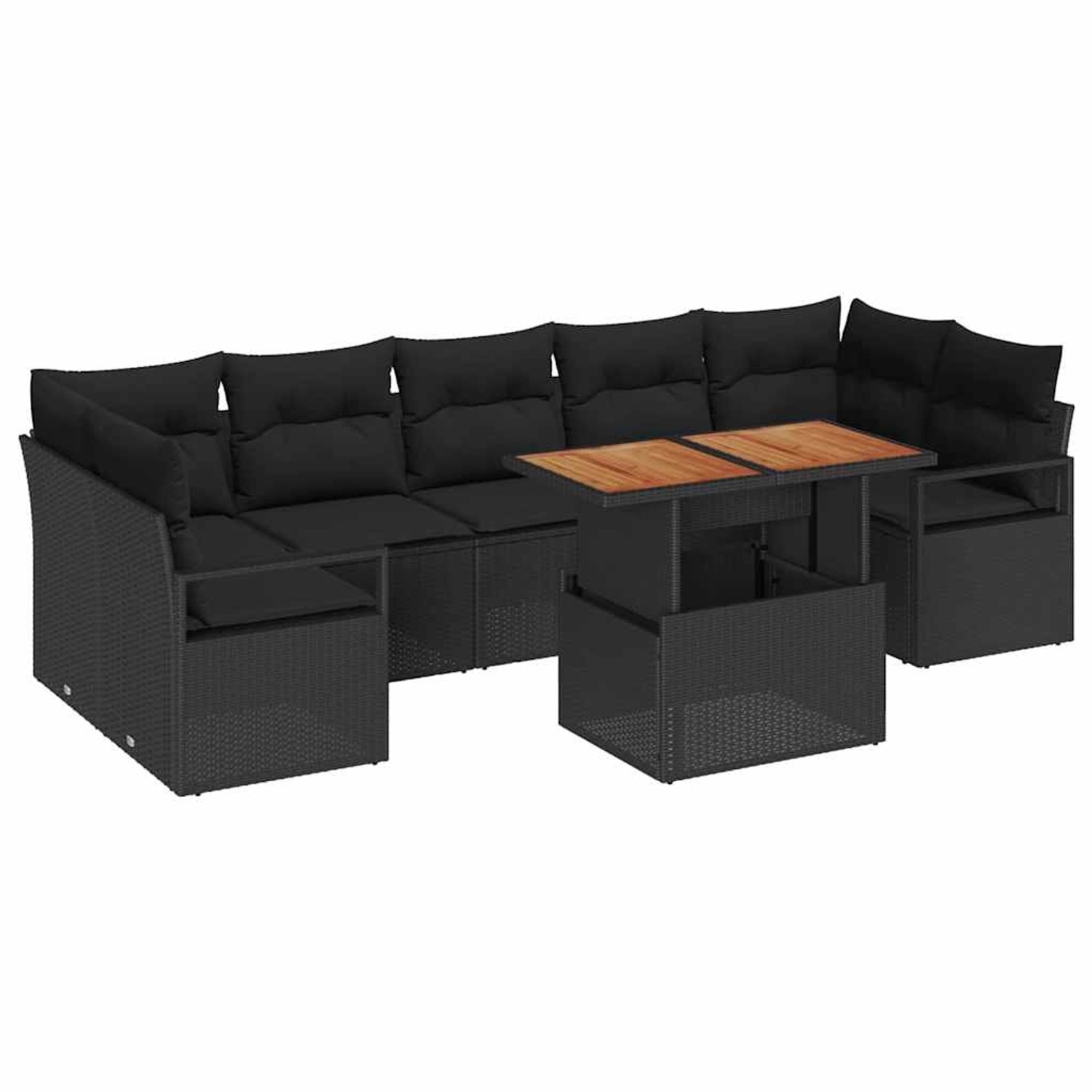vidaXL Garten-Sofa-Set mit Speicher 8-Tlg Schwarz Poly Rattan 3358417 günstig online kaufen