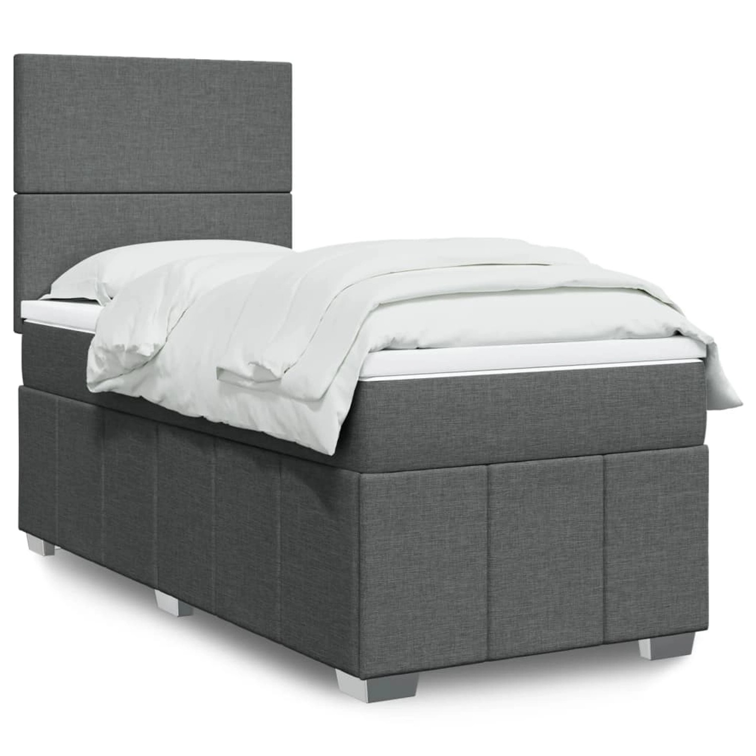vidaXL Boxspringbett mit Matratze Dunkelgrau 100x200 cm Stoff 3293873 günstig online kaufen