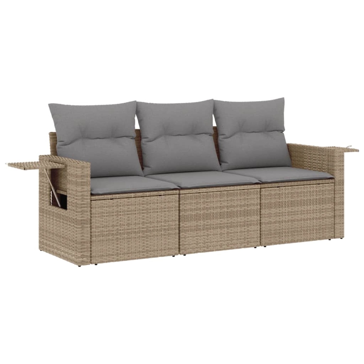vidaXL 3-Tlg Garten-Sofagarnitur mit Kissen Beige Poly Rattan 3219858 günstig online kaufen