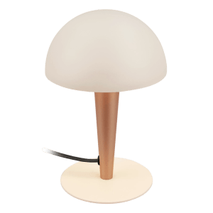 Brilo Design-Tischleuchte Wanda in Coffee-Warmgrey, Ø 15 cm. Retro-Tischlampe für Innenräume.