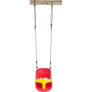 SwingKing Babyschaukel Deluxe in Rot-Gelb für Gartenspielgeräte.