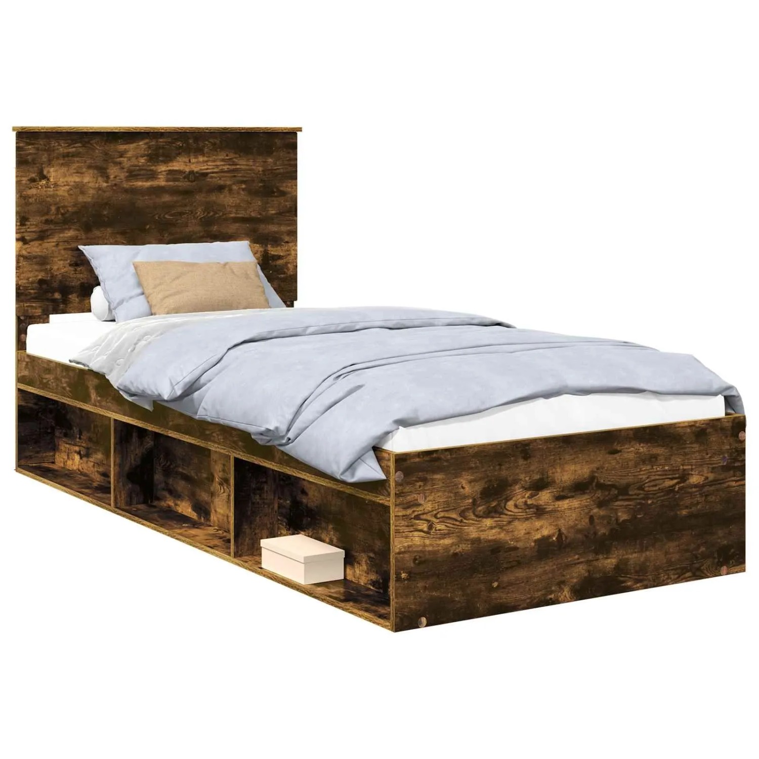vidaXL Bettrahmen Räuchereiche 90 x 200 cm Massives Kiefernholz 3409412
