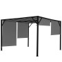 Graue MCW Pergola Beja 4x3m mit stufenlos regulierbarem Schiebedach für Terrasse.