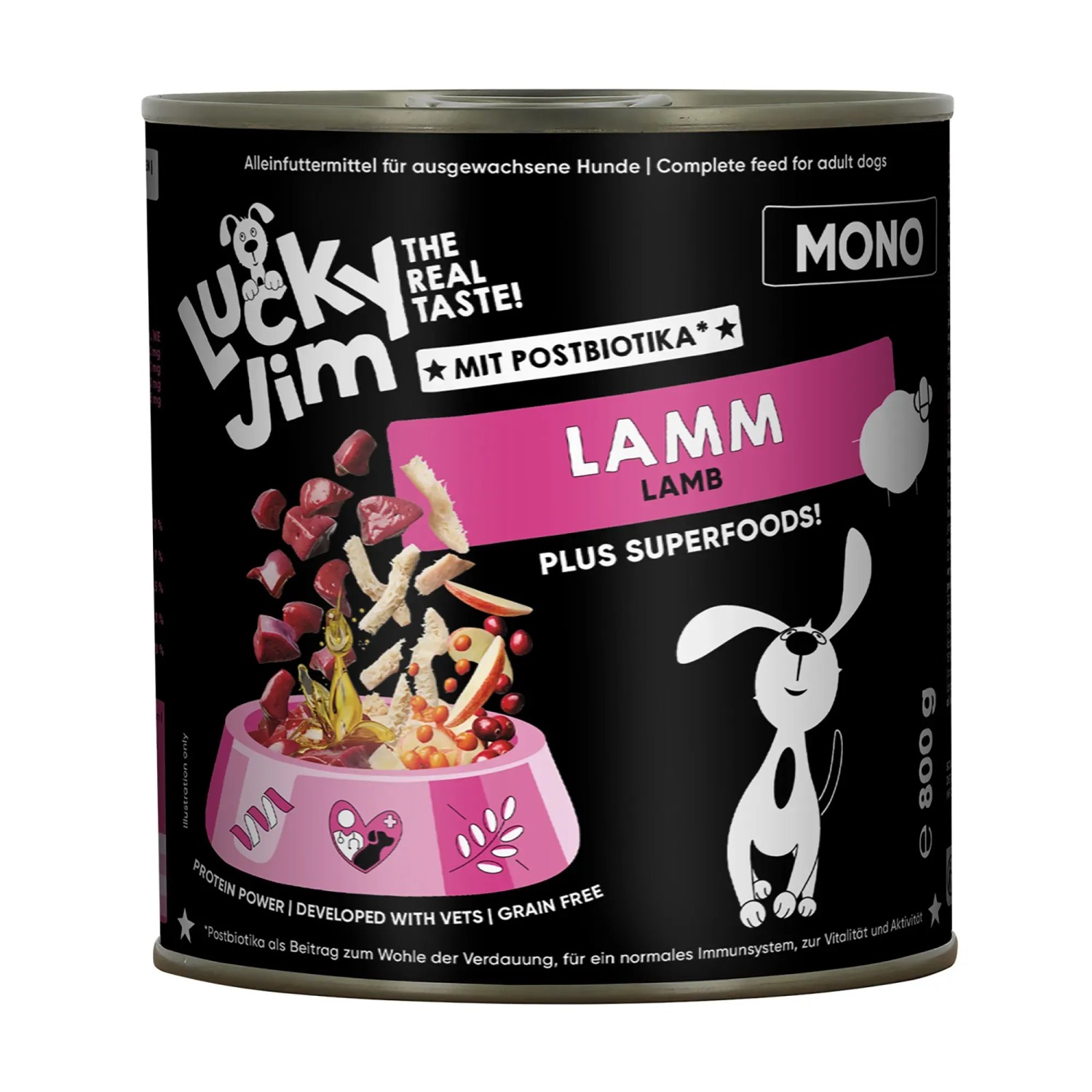 Lucky Jim Hunde-Nassfutter Mono Lamm 800 g