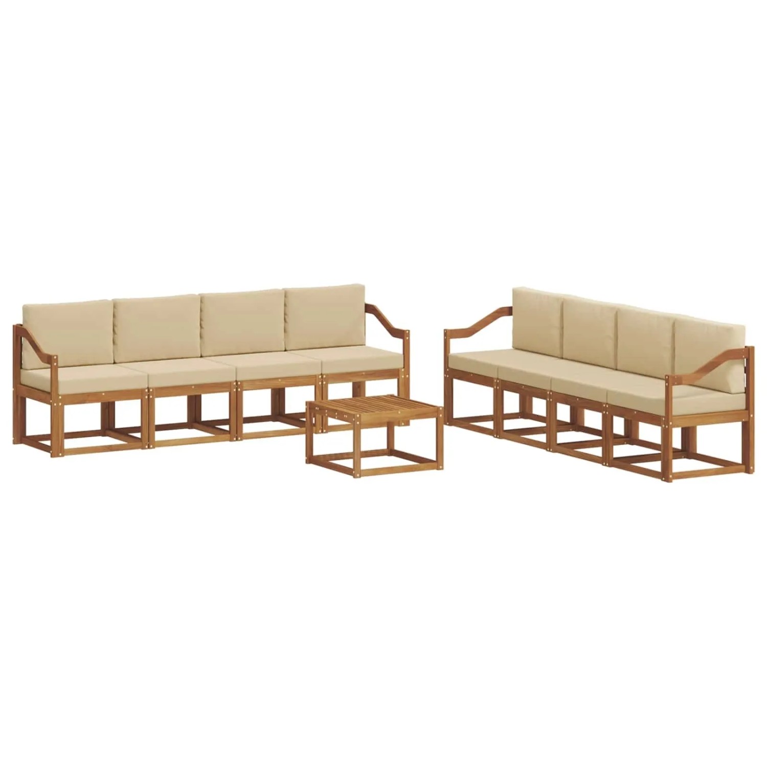 vidaXL Outdoor-Sofagarnitur 9 Stk Natur und Beige Massivholz Akazie 3366201