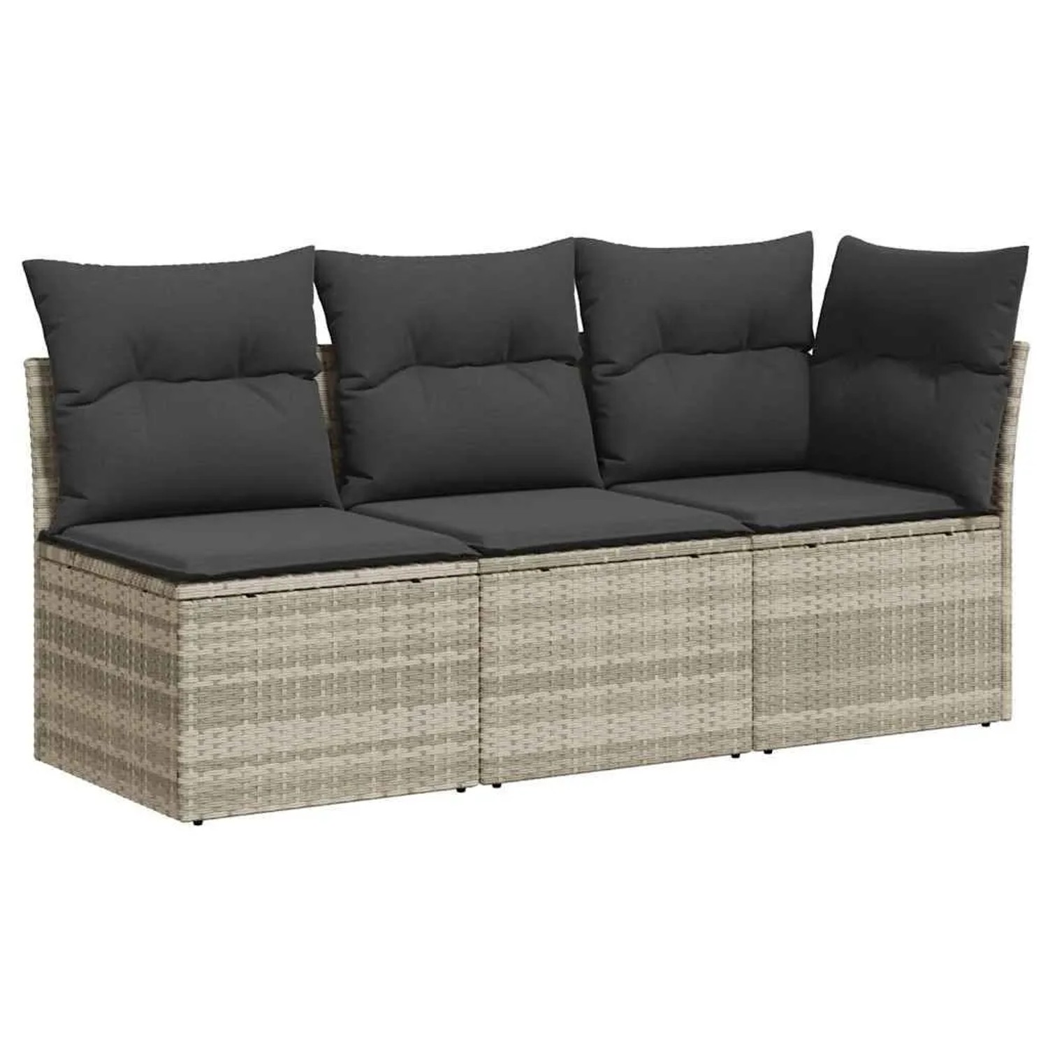 vidaXL Gartensofa mit Kissen 3-Sitzer Hellgrau Poly Rattan 366193 günstig online kaufen