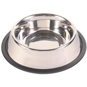 Jollypaw Edelstahlnapf mit Gummiring, 0,45 l, ø 19 cm. Rutschfester Hundenapf.