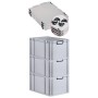 PROREGAL SuperSparSet: 3 graue Euroboxen (65L) mit schwarzen Griffen und Auflagedeckel. Aufbewahrungsboxen, Transportboxen.