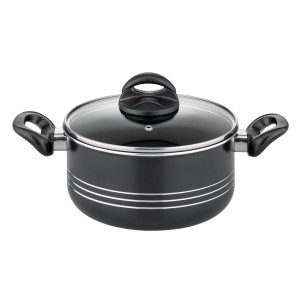 GSW Kochtopf Milano Nero mit Glasdeckel, Teil eines 16-teiligen Topfsets.