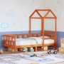 Wachsbraunes vidaXL Tagesbett mit Dach, 80x200 cm, Kiefer Massivholz im Kinderzimmer.