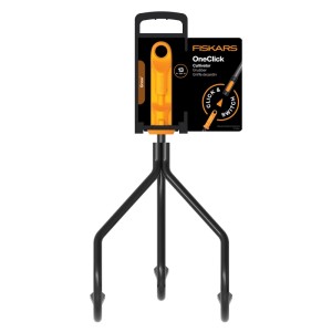 Fiskars OneClick Grubber, orange-schwarz, für Kombisysteme zur Bodenbearbeitung.