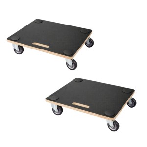 2er Set PROREGAL Transportroller Hercules, 50x50cm, 150kg Traglast, mit Gummirollen und Griff.