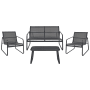 Schwarzes Beliani Lounge Set BARREA mit Sofa, Sesseln und Tisch für den Garten.