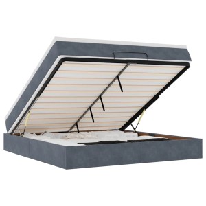 vidaXL Ottoman-Bett mit Matratze Dunkelgrau 180x200 cm Samt 3311202