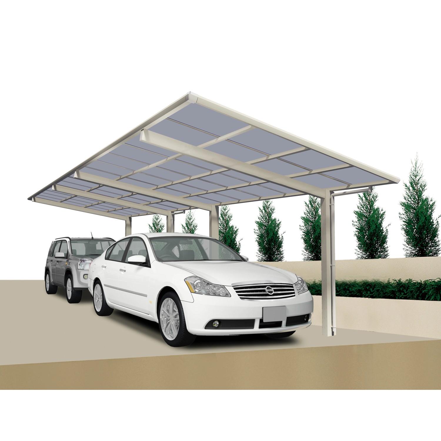 Ximax Carport Linea-80 Tandem Edelstahl-Look