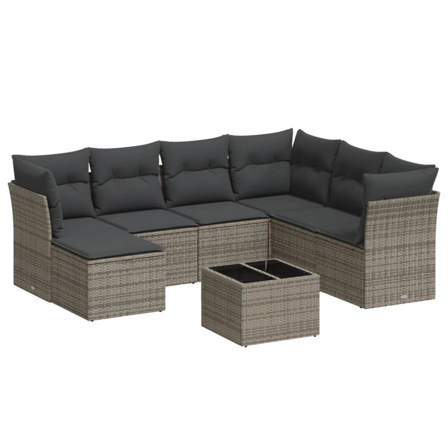 vidaXL 8-Tlg Garten-Sofagarnitur mit Kissen Grau Poly Rattan 3218000 günstig online kaufen