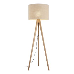 Licht-Erlebnisse Dreibein Stehlampe 145 cm Klein Holz Stoff E27