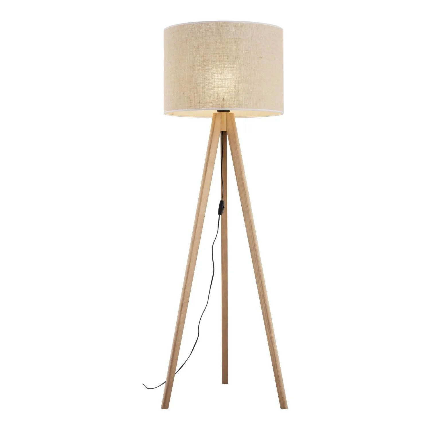 Licht-Erlebnisse Dreibein Stehlampe 145 cm Klein Holz Stoff E27 günstig online kaufen