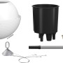 Lechuza Hängeampel Bola Color 32, weiß, mit Zubehör wie Pflanzeinsatz, Bewässerungsanzeige und Aufhängung.