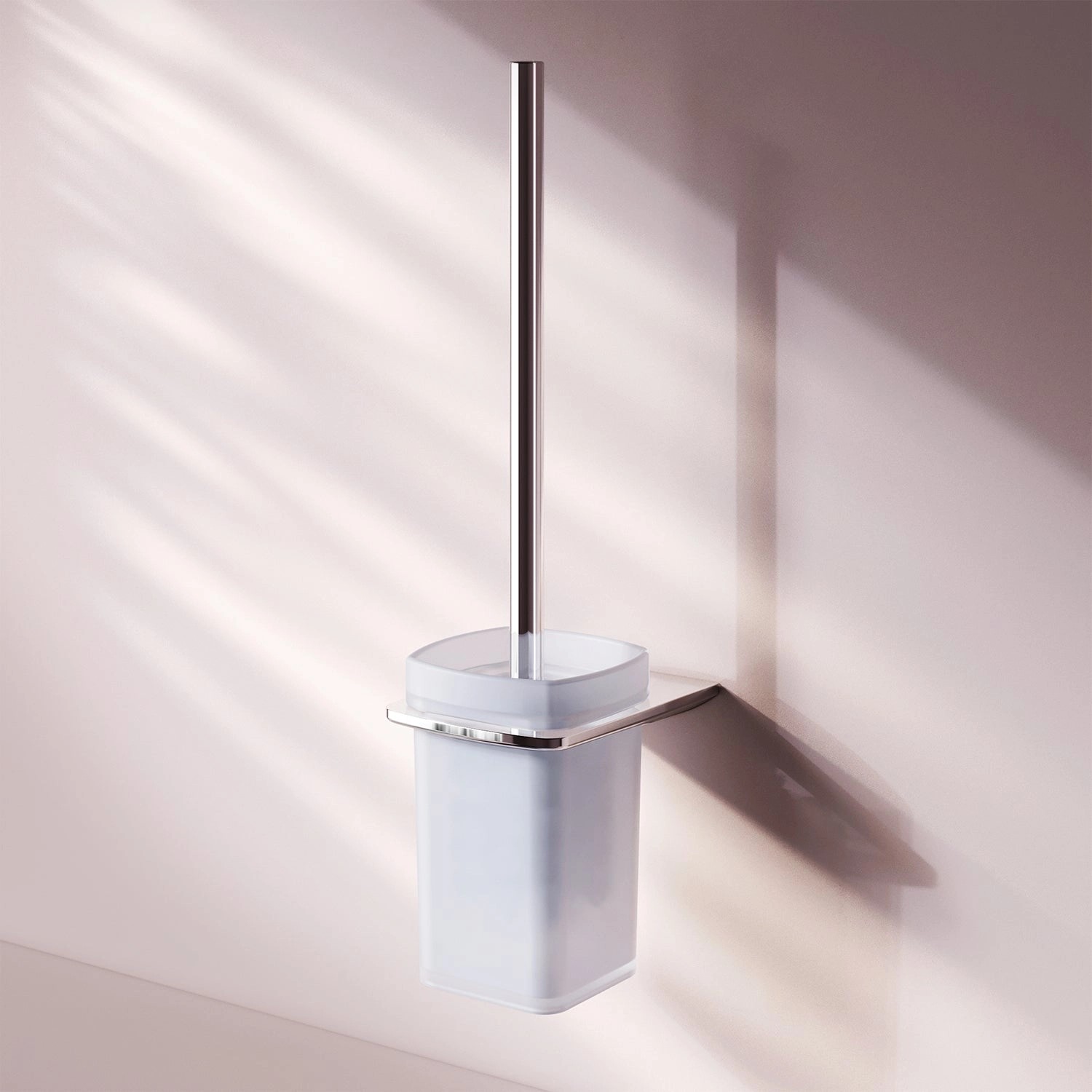 AM.PM Toilettenbürste Inspire V2.0 Chrom, hängend mit Milchglasbehälter.