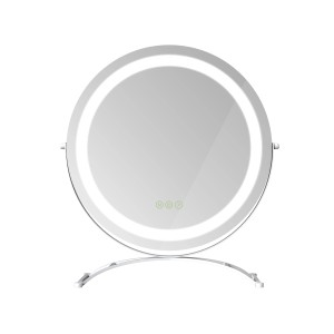 Runder Emke Kosmetikspiegel (50cm) mit Beleuchtung, 3 Farbtemperaturen und Dimmfunktion.