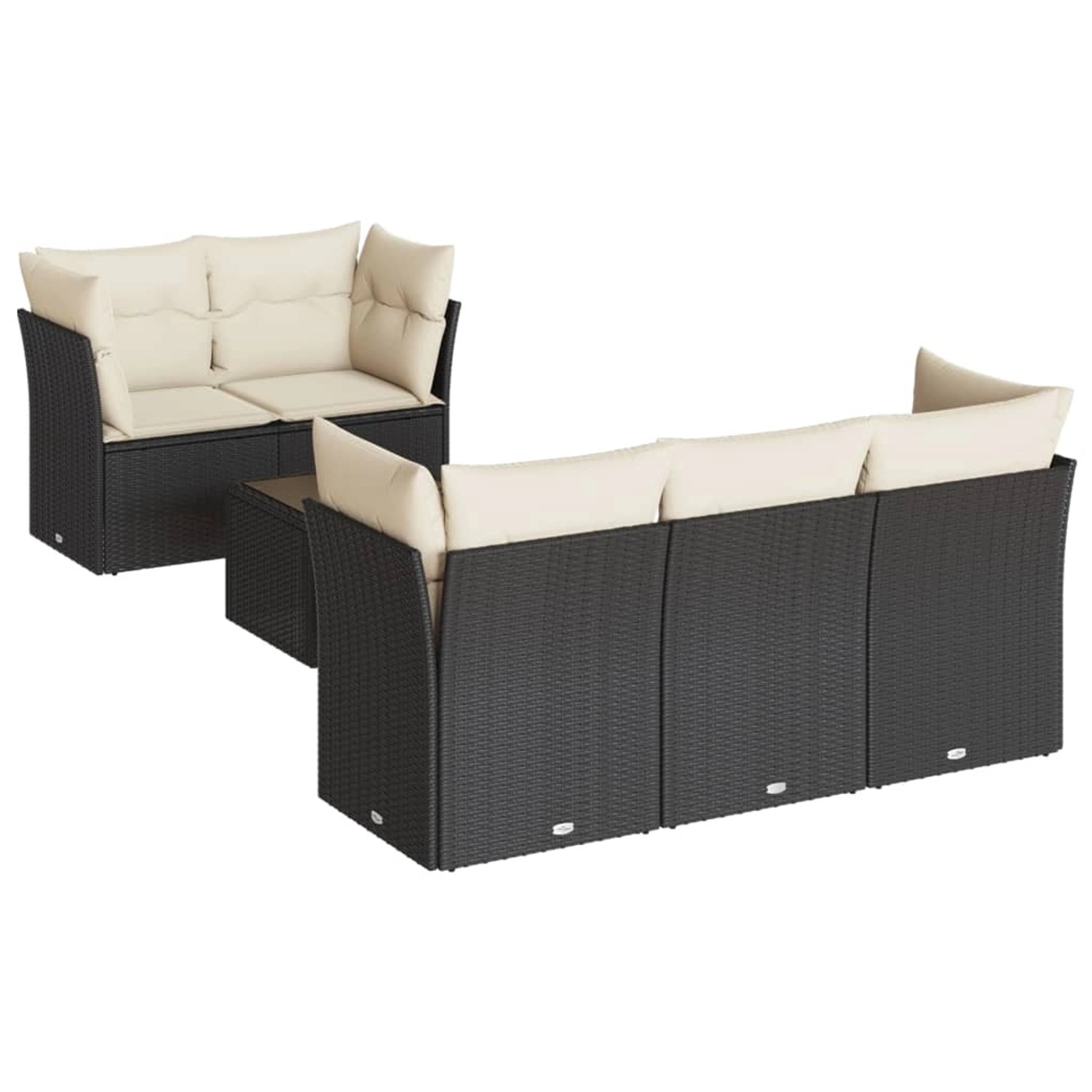vidaXL 6-Tlg Garten-Sofagarnitur mit Kissen Schwarz Poly Rattan 3249085 günstig online kaufen