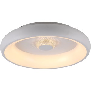 Weiße LED-Deckenleuchte Vertigo (Ø 46,5 cm) mit Kristalleffekt für Wohn- und Schlafzimmer.