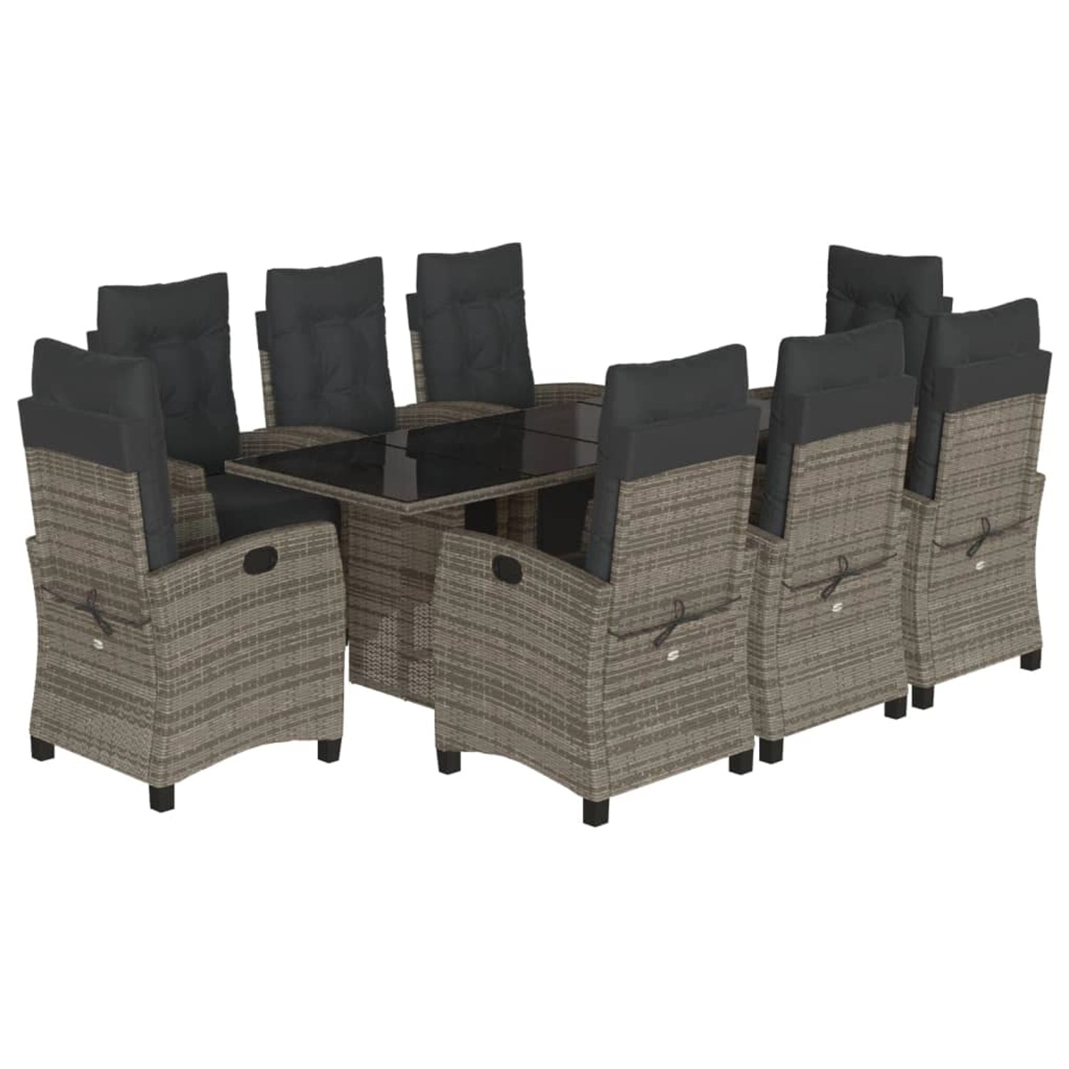 vidaXL 9-Tlg Garten-Essgruppe mit Kissen Grau Poly Rattan 3212925 günstig online kaufen