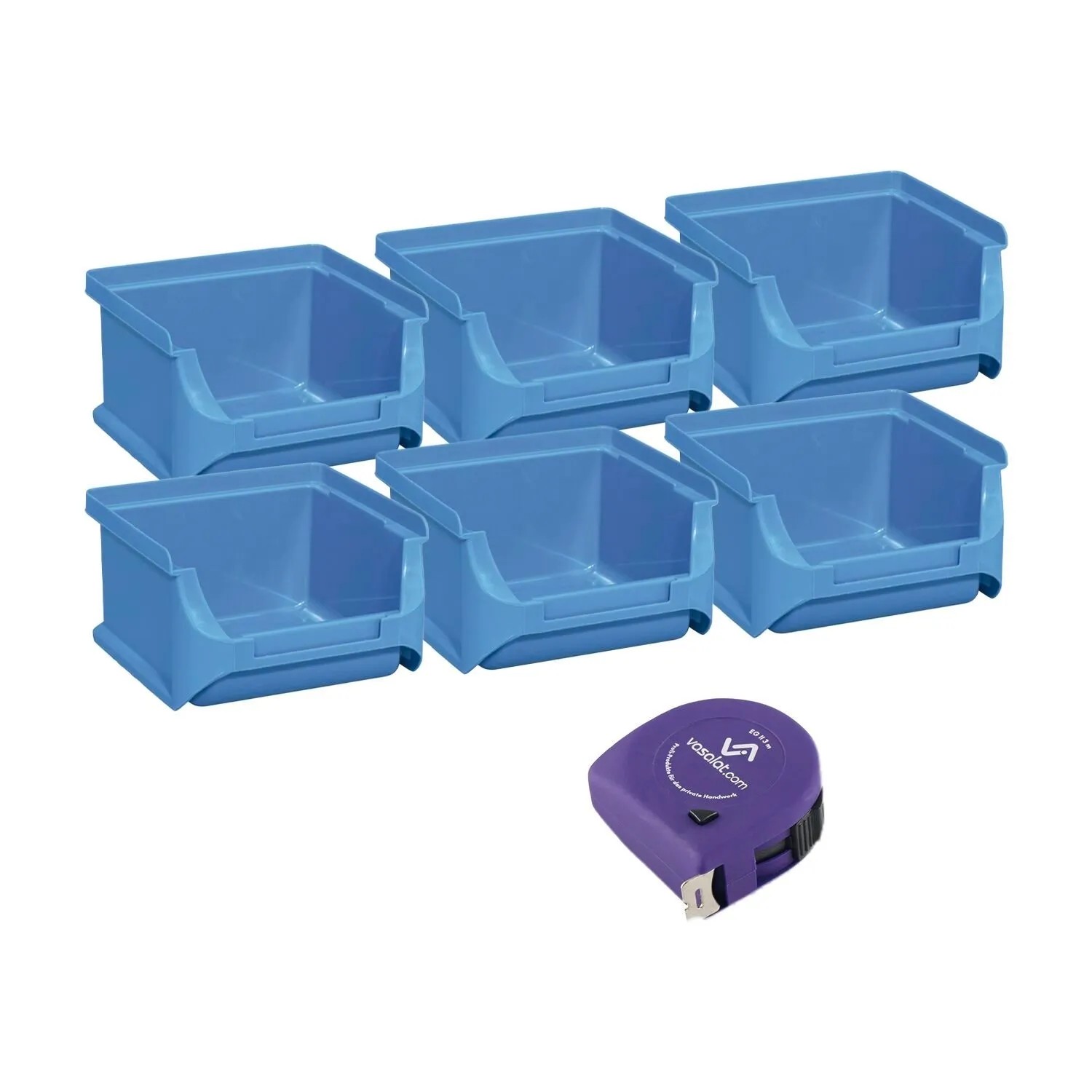 vasalat Set Stapelboxen Größe 1 100x102x60 mm Blau 6 Stück