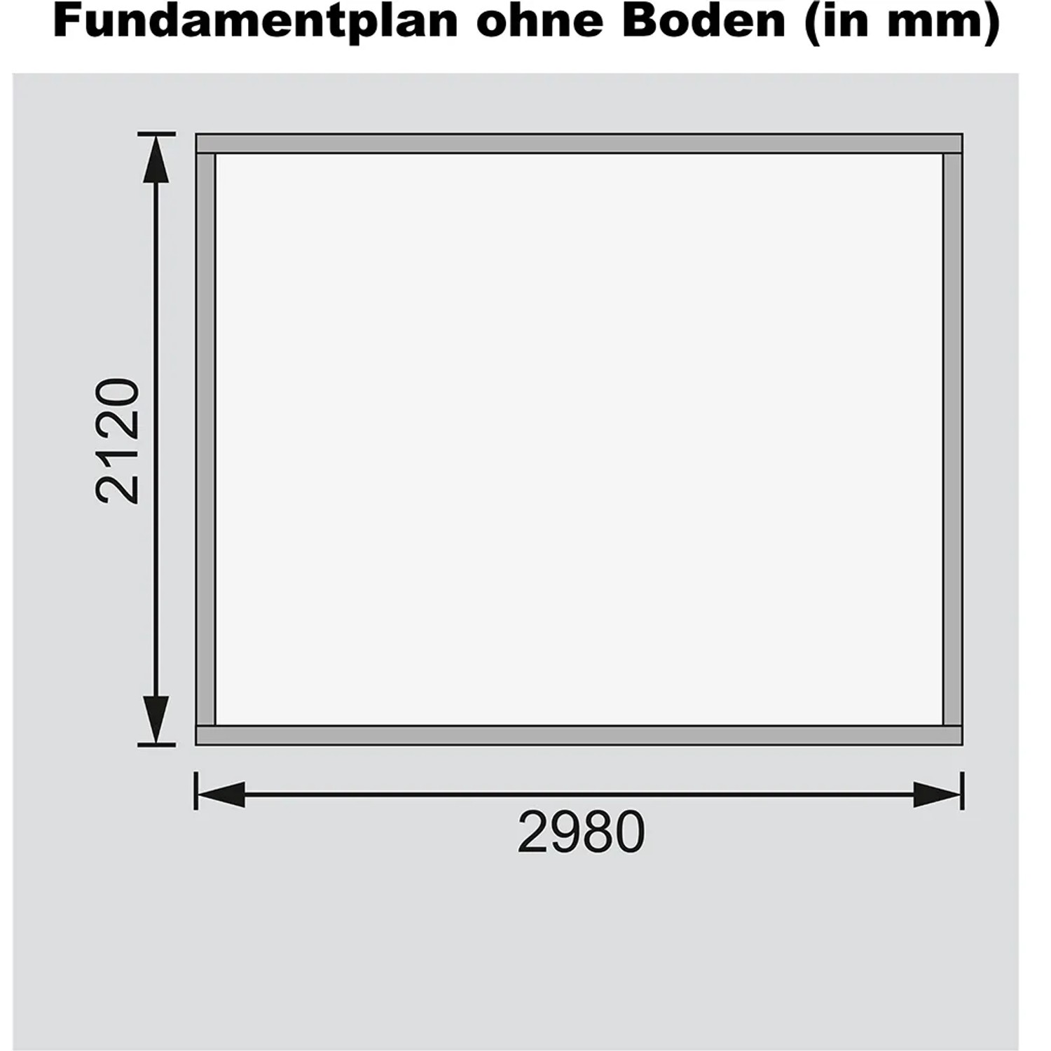 Grundriss Karibu Holz-Gartenhaus Raala, 298x213 cm, ohne Boden.