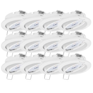 12er Set: Weiße Oktaplex LED Deckeneinbaustrahler Dijon, 3-Stufen dimmbar, warmweiß (2700K), 4,8W, schwenkbar.