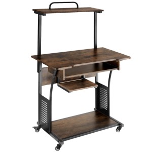 Tectake Schreibtisch Fife im Industrial Style mit Holz- und Stahlakzenten, rollbar.