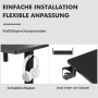 Details des HOMAVO Schreibtisch: Kopfhörerhalter, Getränkehalter und Kabelmanagement unter der Tischplatte.