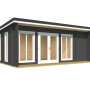 Carbongraues Lasita Maja Gartenhaus Japan mit Fenstern und Doppeltür. Holz-Gartenhaus.