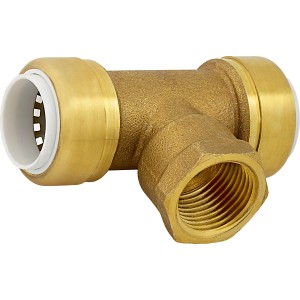 LUX Steckfitting aus Messing, T-Stück mit Steck- und Gewindeanschluss für Rohre.