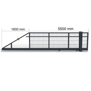 Elektrisches Schiebetor, links öffnend, anthrazit, 550x80 cm. Gartentor mit Doppelstabmattenfüllung.