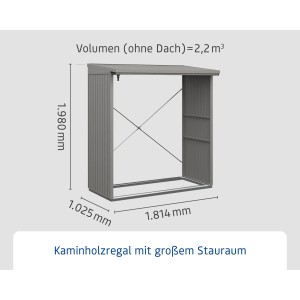 EcoStar Kaminholzregal Trend-V Typ 2, Metall, Graualuminium, zur Lagerung von Kaminholz.