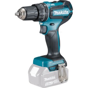 Makita DHP485Z Akku-Schlagbohrmaschine (18 V, Solo) in Türkis und Schwarz.