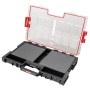 Offener, schwarzer PROREGAL QBRICK Sortimentskasten One L mit Schaumstoffeinlage und transparentem Deckel.