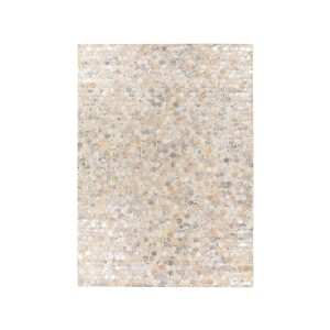 MeGusta Kurzflorteppich Silber Leder 120x170 cm, Patchwork-Optik.