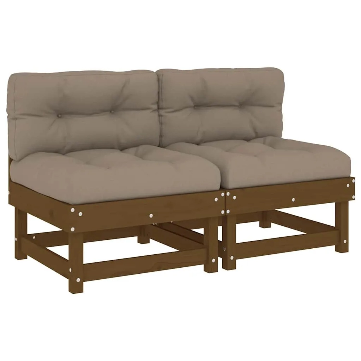 vidaXL Mittelsofas mit Kissen 2 Stk Honigbraun Massivholz Kiefer 825460