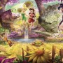 Disney Fototapete Märchenwald mit Tinkerbell und Feen in Gelb, Lila und Grün.