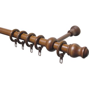 Gardinia Gardinenstangen-Set Lugano, Nussbaum, mit Ringen und Endstücken.